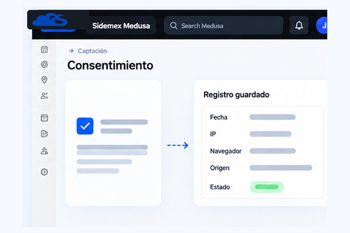 Registro de evidencia de consentimiento dentro de Sidemex Medusa.